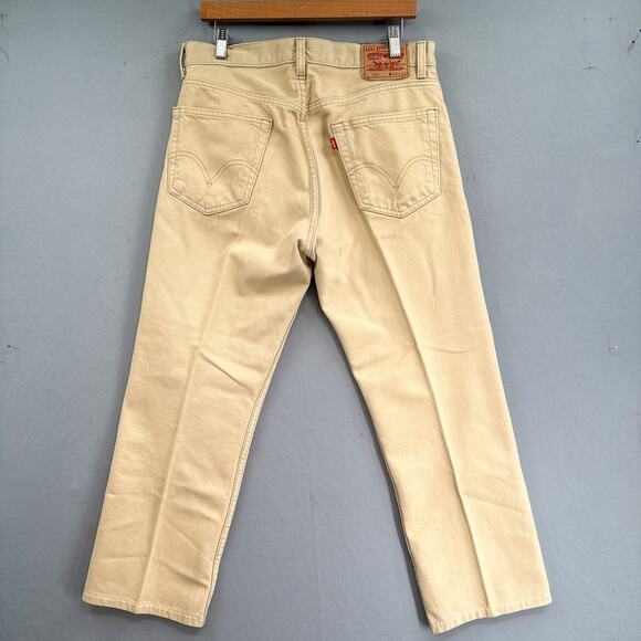 Levi's 505 Jeans Mens 34x26 Regular Fit Straight Tan Brown Red Tab Retro 90s Y2K - Picture 1 of 16